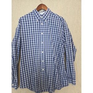 Brooks Brothers 346 Shirt Men's L Blue Gingham Check Long Sleeve Cotton Buttons